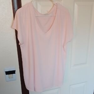 Elegant Soft Pink V-Neck Blouse